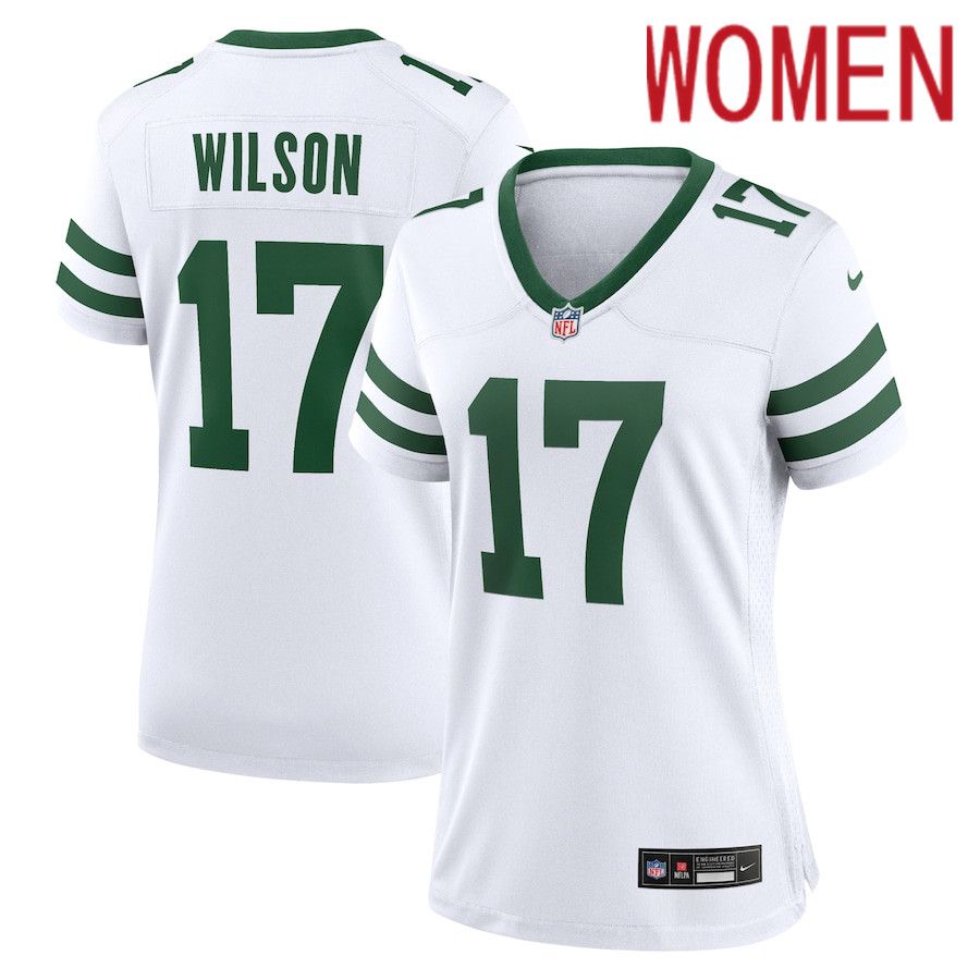 Women New York Jets #17 Garrett Wilson Nike Legacy White Game NFL Jersey